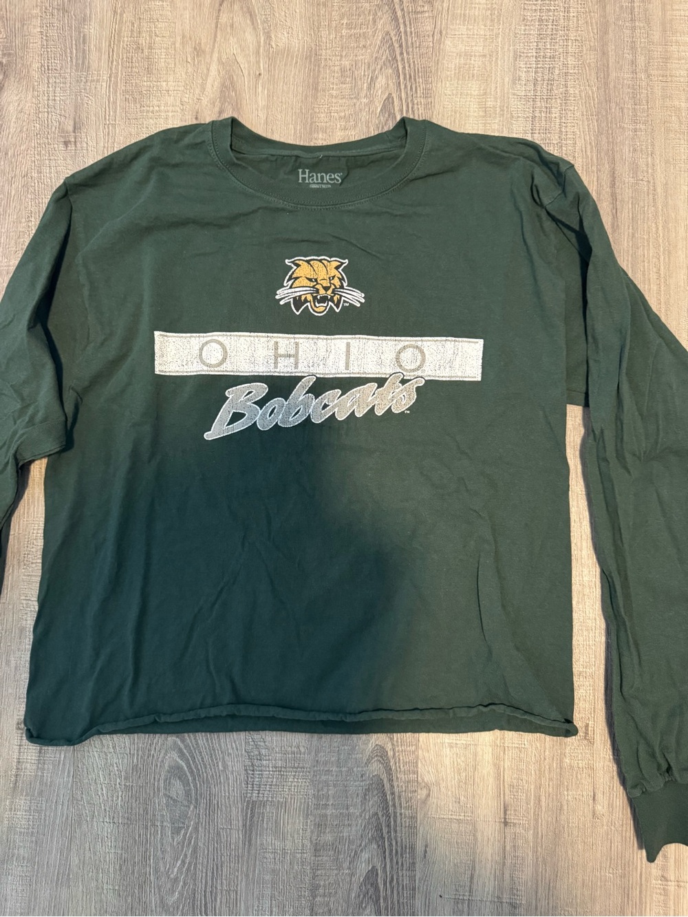 Ohio University Hanes Deep Green Crewneck Long Sleeve Shirt